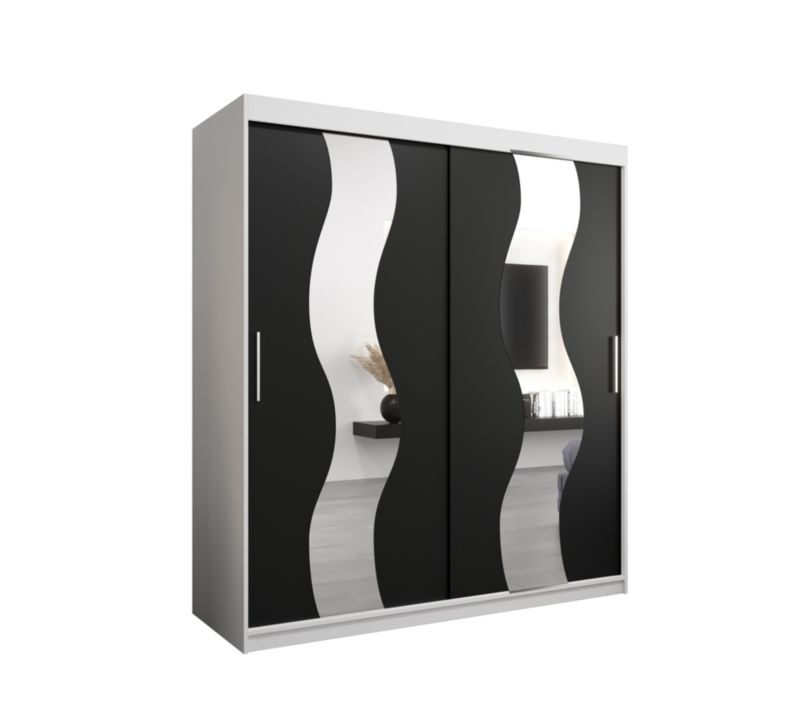 Szafa przesuwna Abiks SEWILLA 180 biały mat + czarny mat 1 szt.