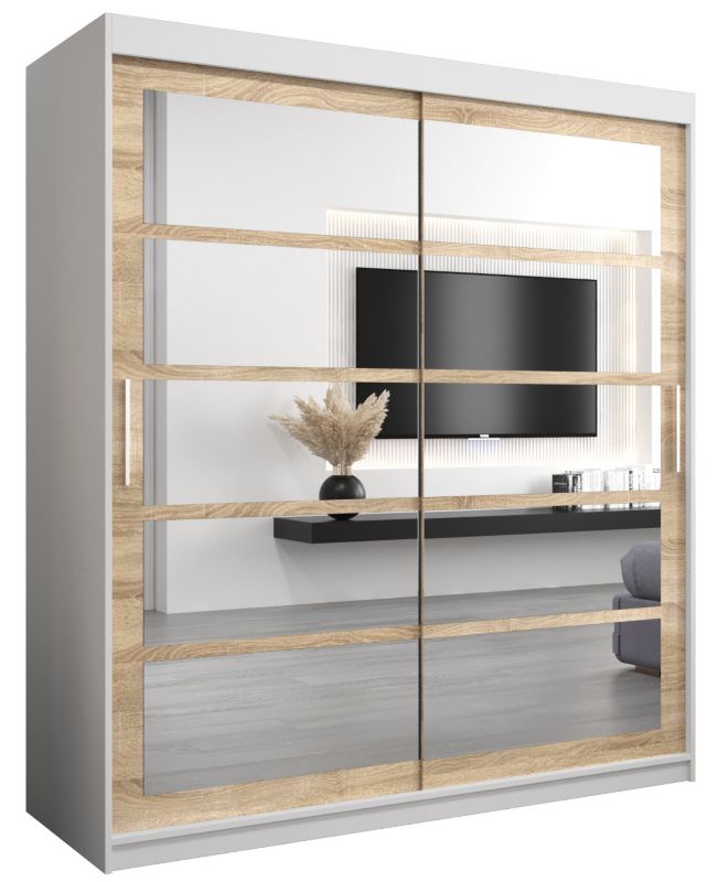 Szafa przesuwna Abiks ROMA 2 180 biały mat + sonoma 1 szt.