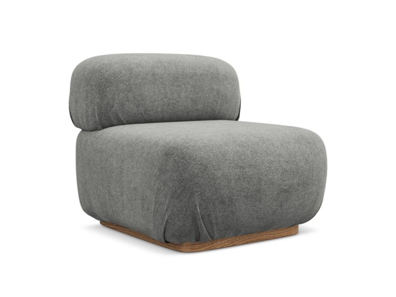 Moduł LaMiaSofa Catania z tkaniny bouclé 80x95 cm szary beż 1 szt.