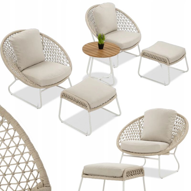 Zestaw Mebli Wypoczynkowych AMANTI DUO Fotel Stolik na Taras Balkon beż 1 szt