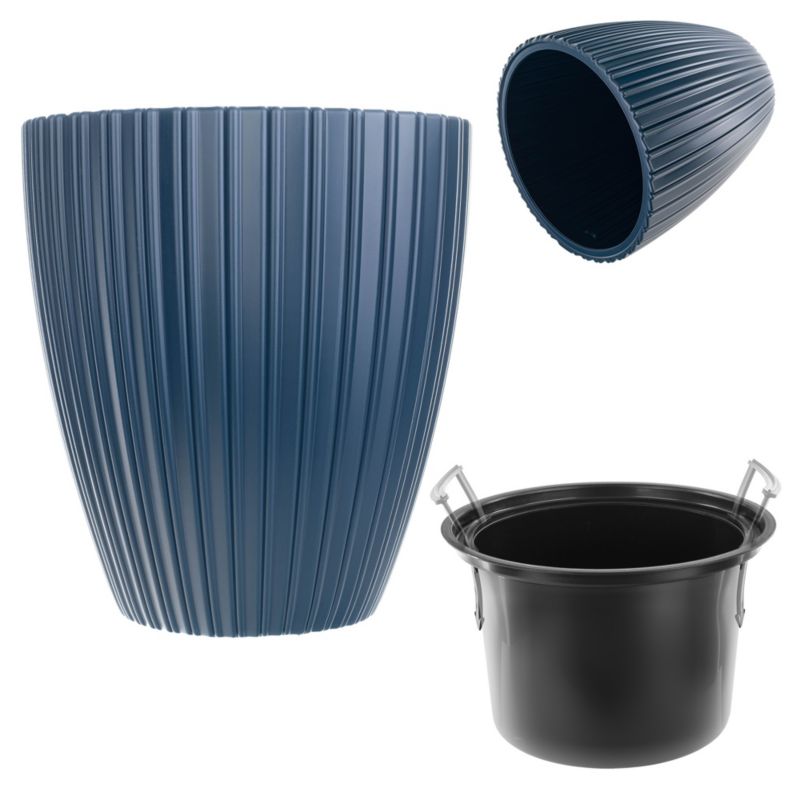 Doniczka KADAX Donica Na Kwiaty 40cm Osłonka Wkład Kwietnik Plastikowa Niebieska 1szt.