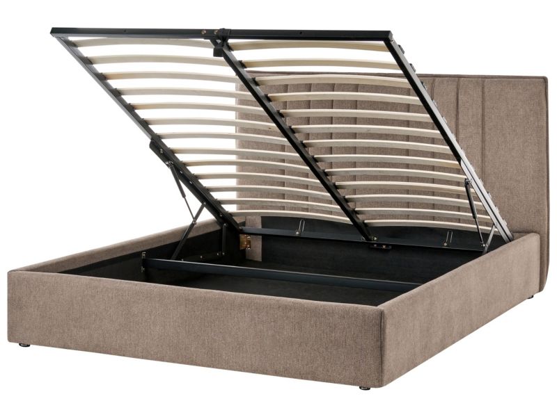 Łóżko z pojemnikiem Tarascon 140 x 200 cm Beżowoszary 1 szt.