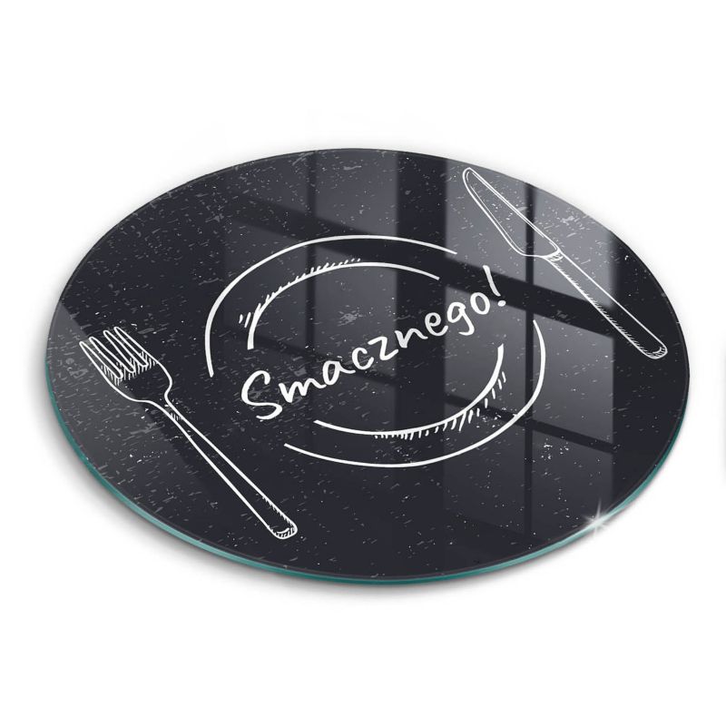Szklana deska do krojenia Wallfluent fi40 cm Napis: Smacznego 1 szt.