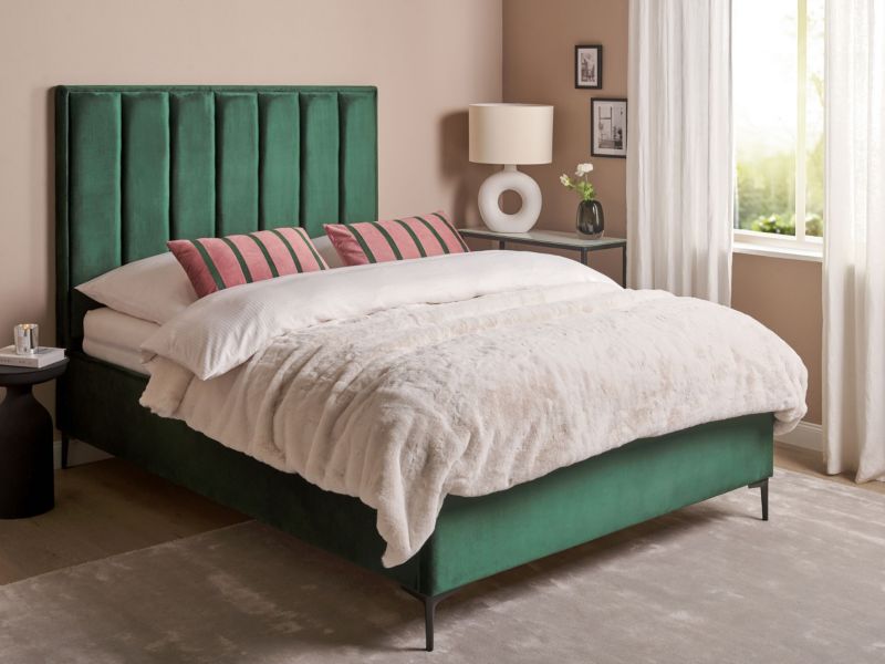 Łóżko ze schowkiem Sezanne 140 x 200 cm Welur Ciemnozielony 1 szt.