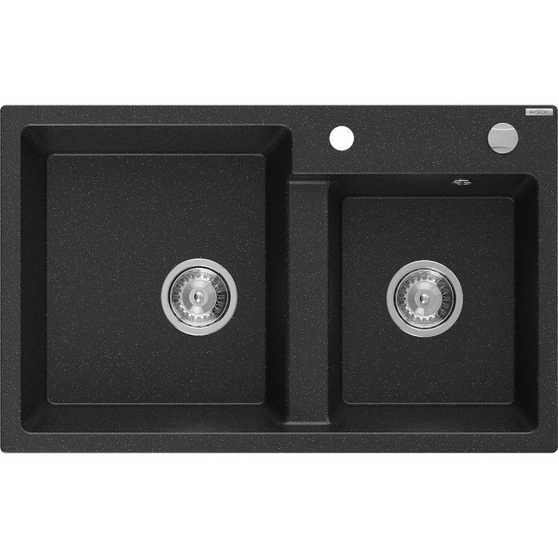 Zlewozmywak wpuszczany Mexen Tomas 2-komorowy czarny/złoty 800x500 mm - 6516802000-75-G 1 szt.