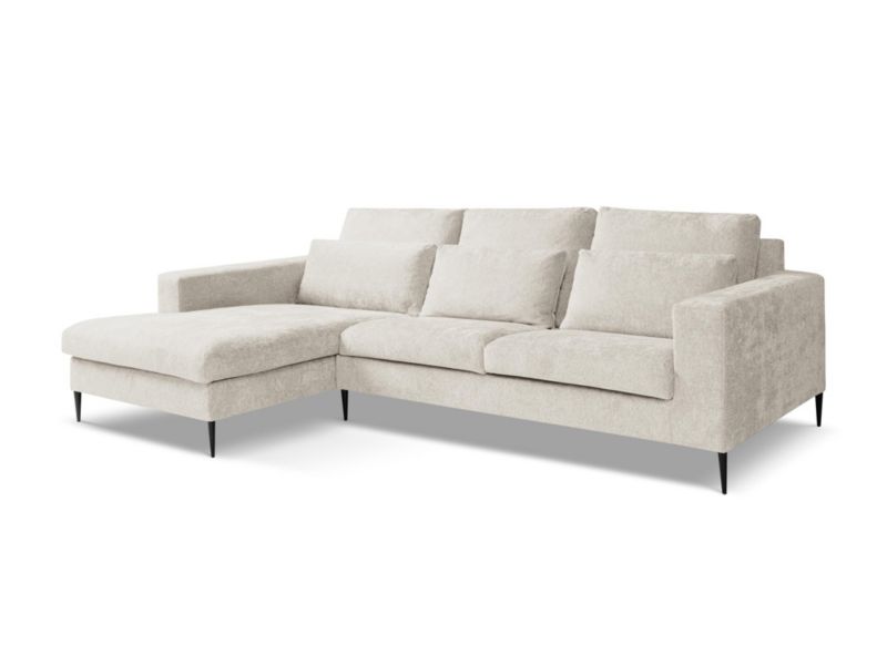 Narożnik lewy LaMiaSofa DIANO z tkaniny szenilowej 268x173 cm beżowy 1 szt.