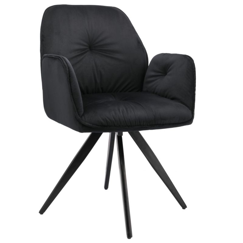 Krzesło obrotowe JUMI do jadalni salonu wygodne PERLA eleganckie czarne 1 szt.