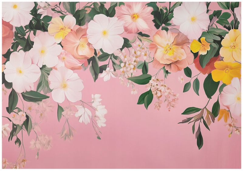 Fototapeta Do Sypialni Kwiaty Wiszące WALLARENA 300x210 cm Tapeta Do Sypialni Salonu Na Flizelinie 1 szt.