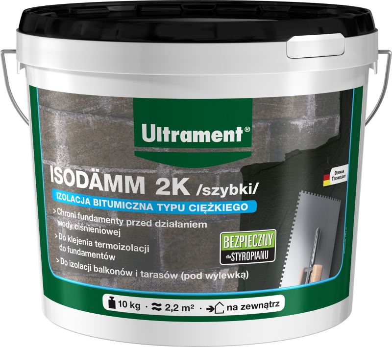 Izolacja bitumiczna grubowarstwowa Ultrament Isodamm 2K szybki 10 kg