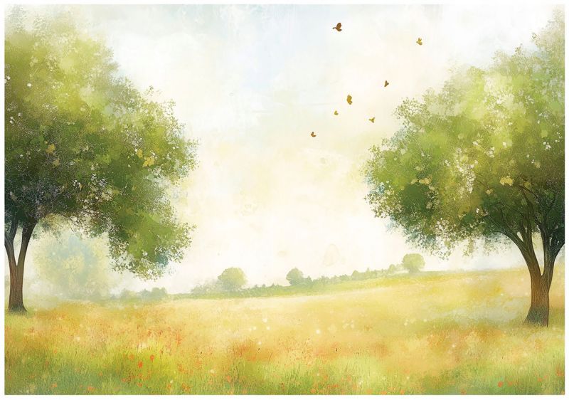 Fototapeta Do Salonu Sypialni 3D Łąka Drzewa Pastelowa WALLARENA 400x280 cm Tapeta Na Flizelinie 1 szt.