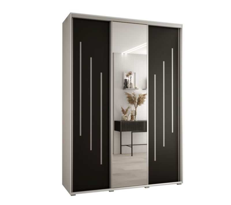 Szafa przesuwna Abiks DAVOS 9 wysoka szer.180cm gł.45cm biały/czarny/srebrny 1szt.