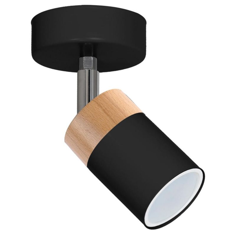 Kinkiet ścienny Milagro Joker czarny-jasne drewno 1 x GU10 x 40W IP20 wym: 13 x 11 x 11 cm - 1 szt.