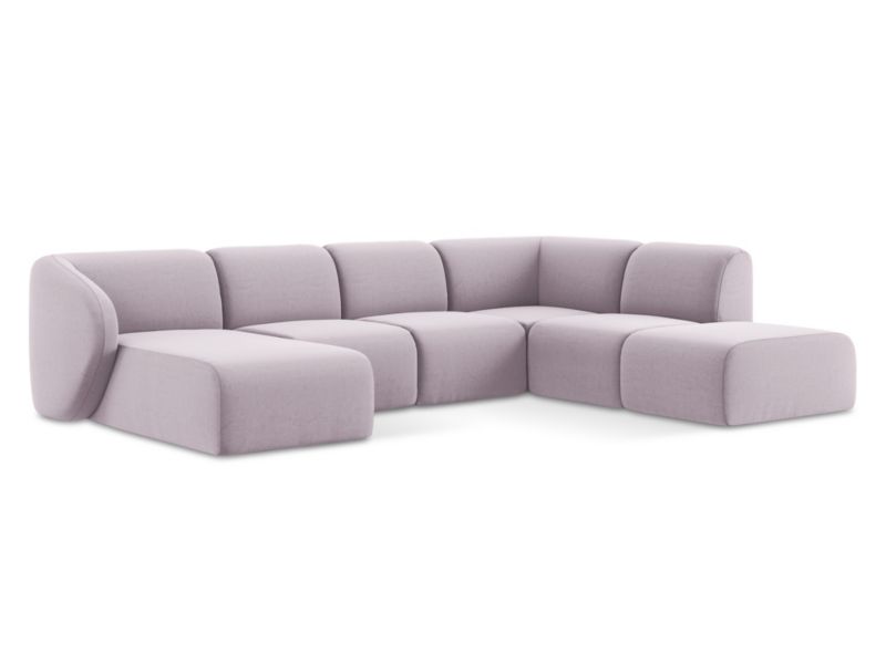 Sofa panoramiczna lewa LaMiaSofa CERVO z tkaniny welwetowej 325x236 cm lawendowy 1 szt.