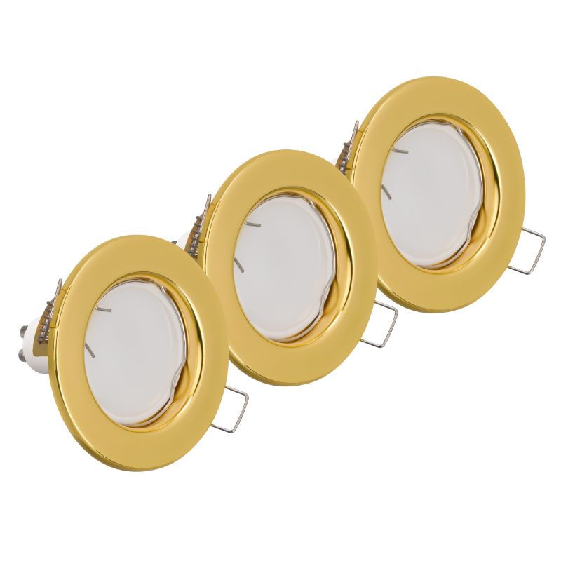 Oprawy sufitowe oczka, DPM, GU10, okrągłe, złote, 3 szt.