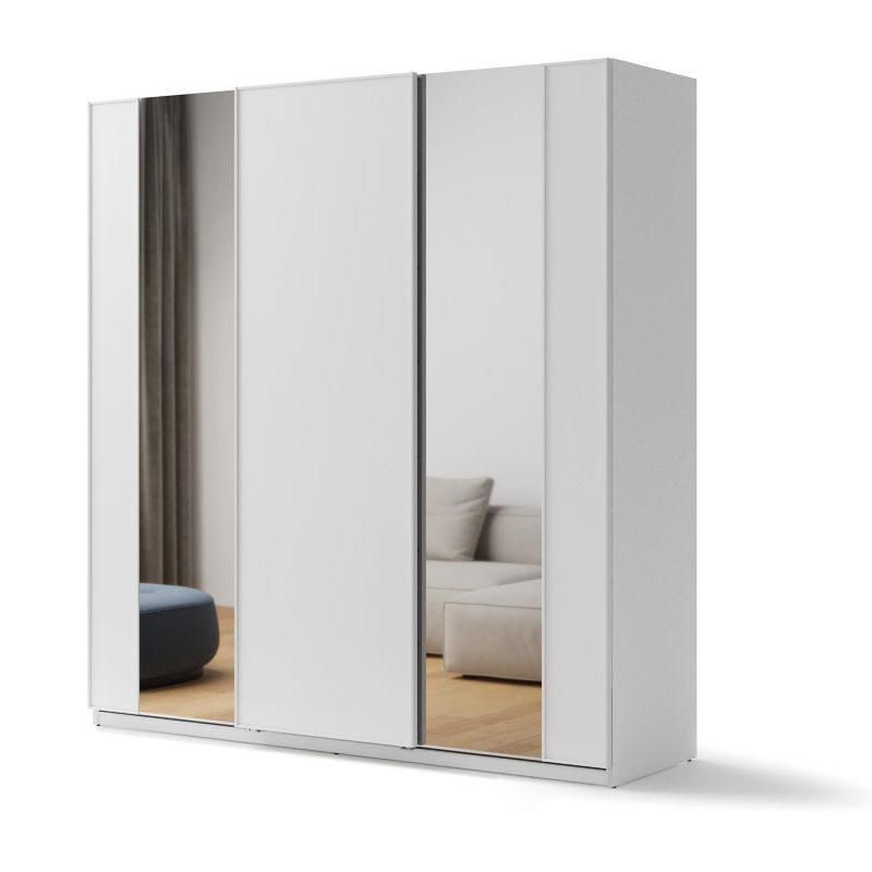 Szafa Bettso Maxi 220 trzydrzwiowa z 3 drążkami na ubrania i dwoma lustrami biały 1szt.