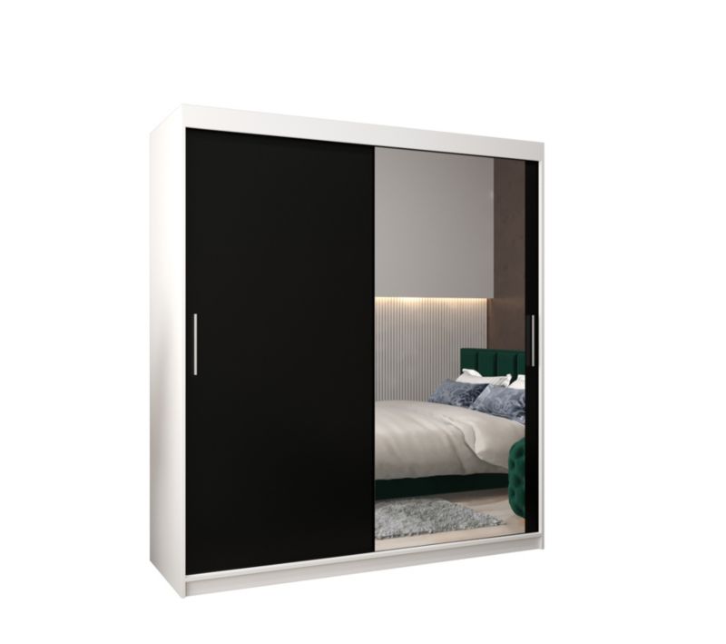 Szafa przesuwna Garderoba Abiks Tokyo 2 180 biały + czarny 1 szt.