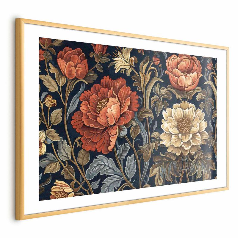 Plakat Artgeist Gobelinowe kwiaty 30x21 cm z ramą złotą 1 szt
