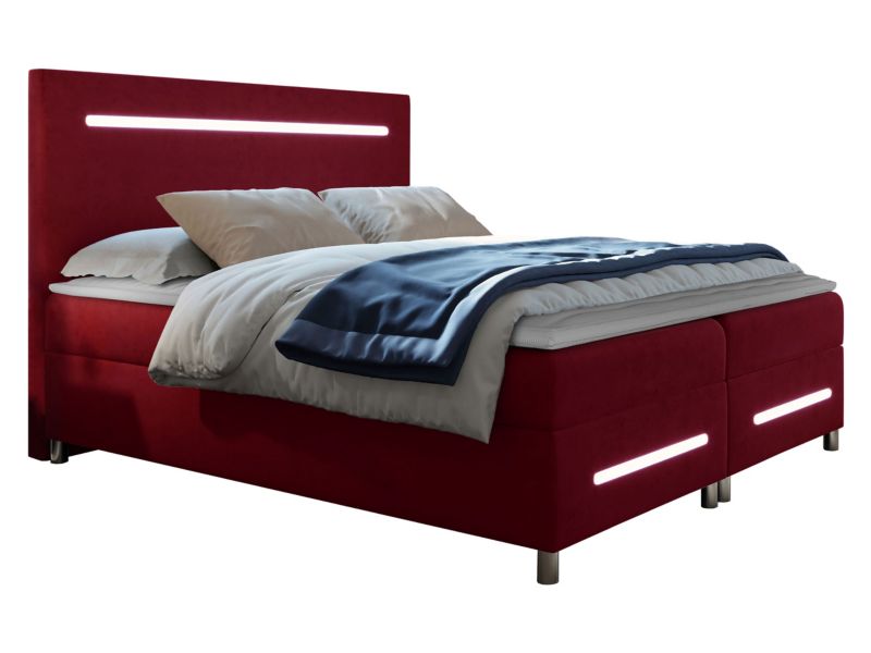 Łóżko kontynentalne MIRJAN 24 Enter LED 160x200 karminowa czerwień 1 szt.