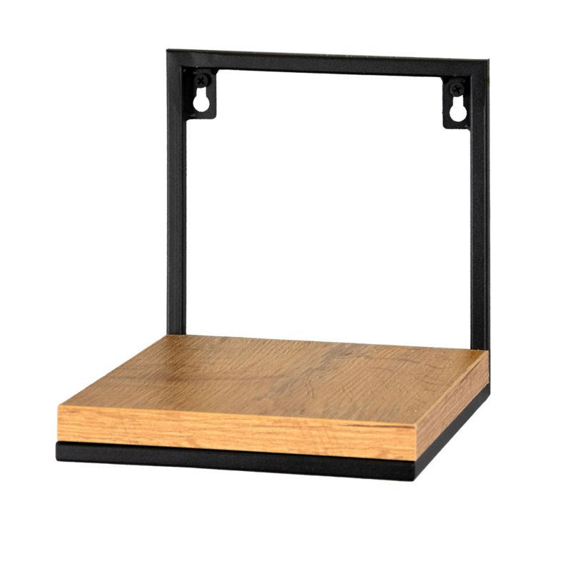 Kwietnik wiszący na ścianę półka dolna metalowa 19x20x19 cm Loft e-floor czarny półka deska laminowana dąb 1 szt