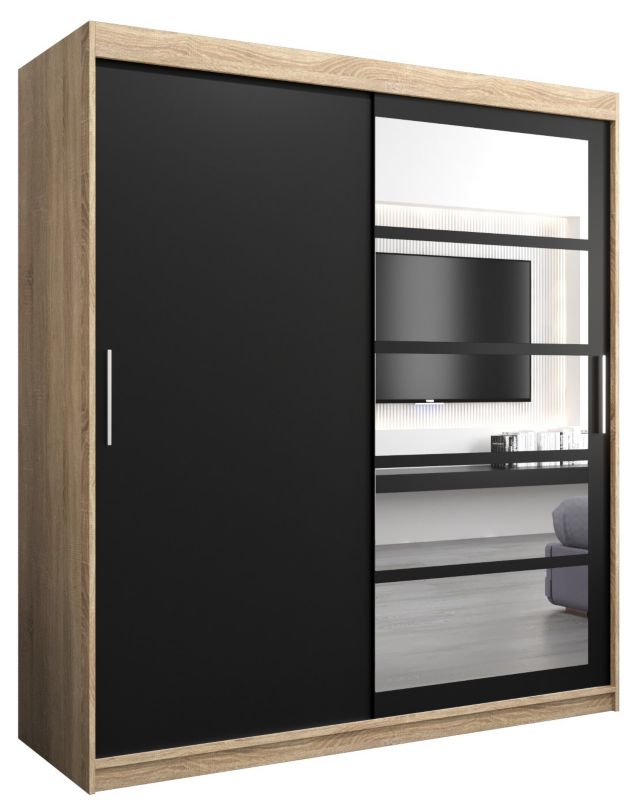 Szafa przesuwna Abiks ROMA 1 180 sonoma + czarny mat 1 szt.