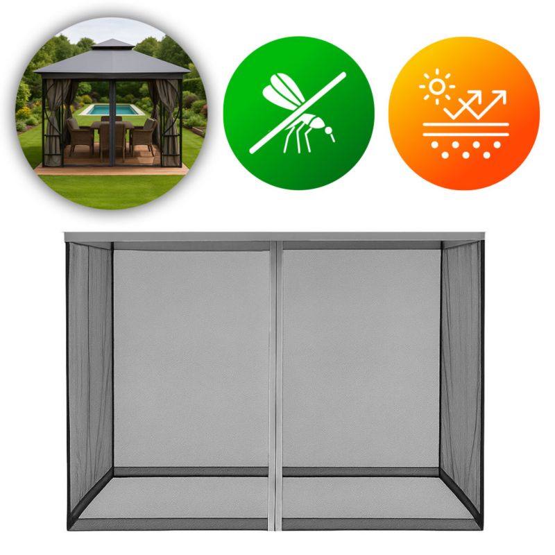 Moskitiera do pawilonu ogrodowego MultiGarden 3x3m siatka z zamkami błyskawicznymi 1 szt.