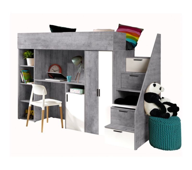 Łóżko piętrowe Antresola Abiks KONKRET 14 biały 1 szt.