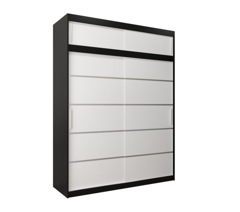 Szafa przesuwna Abiks Verona 1 180 czarny + biały z nadstawką 1 szt.