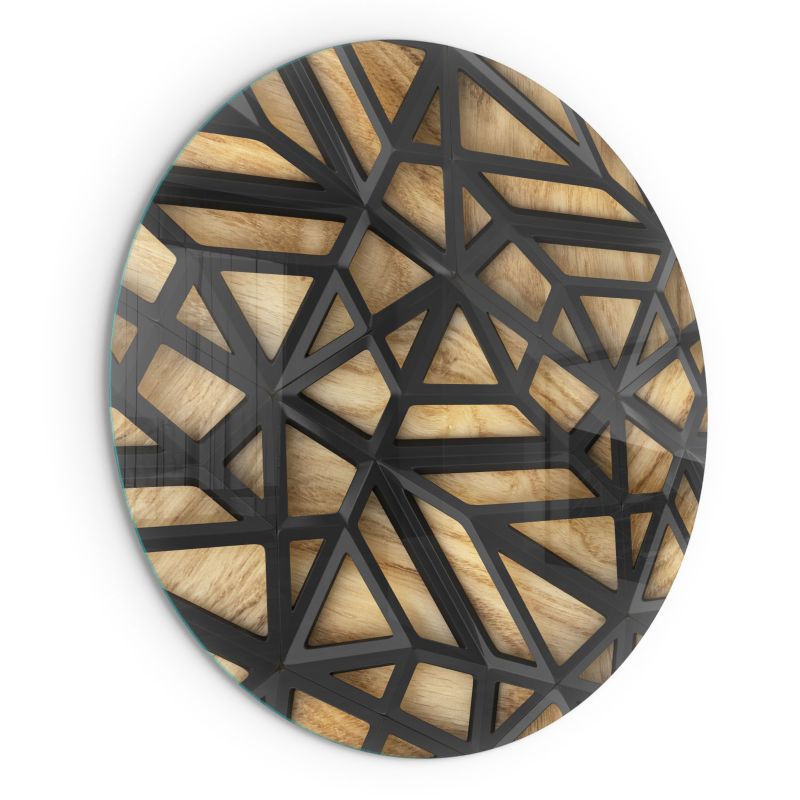 Transparentne Szkło Ochronne Wallfluent fi80 cm Płyta pod Kominek Geometria z drewnem 1 szt.