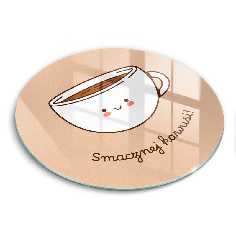 Szklana deska do krojenia Wallfluent fi40 cm Motyw: Smacznej Kawusi 1 szt.