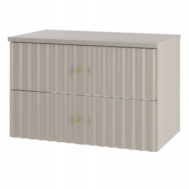 Szafka łazienkowa Furnidea 80 cm kaszmir z blatem ryflowane fronty złote uchwyty Aqua 1 szt.