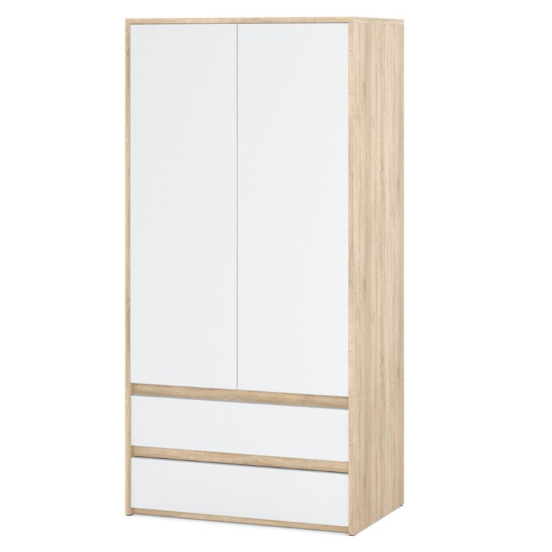 Szafa Hurtownia-Mebli Szuflady 2 Hugo 90cm Dąb Sonoma Biały Mat 90x50x180 cm 1szt.