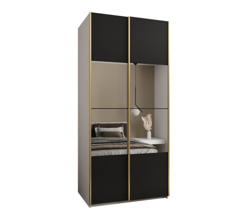 Szafa przesuwna Abiks LUX 4 wysoka szer.110cm biały/czarny/złoty 1szt.