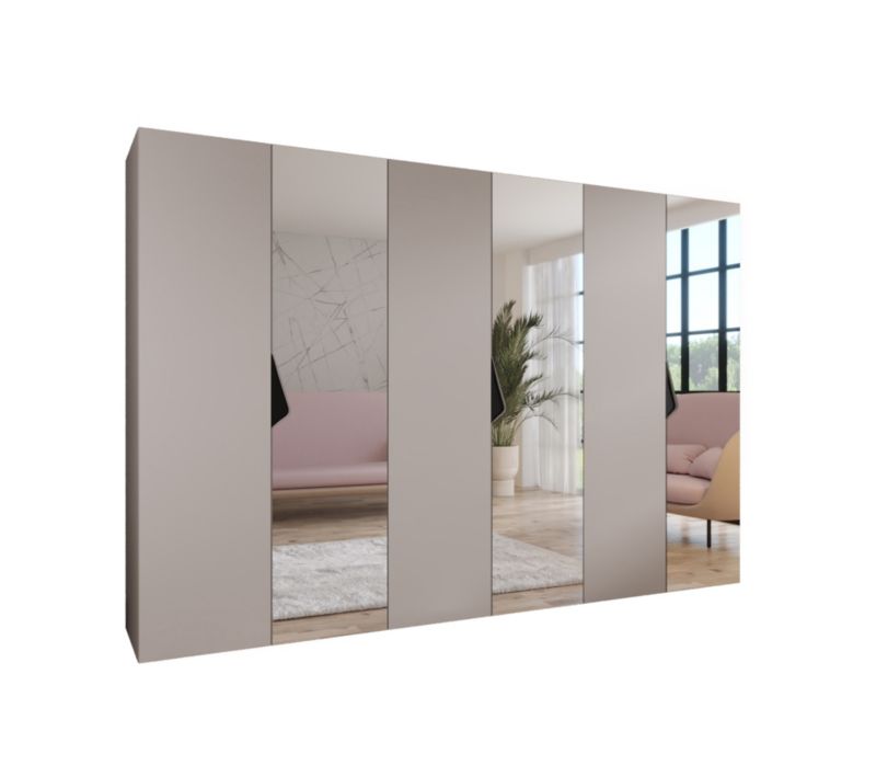 Szafa uchylna z lustrem otwierana Abiks SANDI 2 300 (3x100) wys 202 cm Kaszmir + Czarny 1 szt