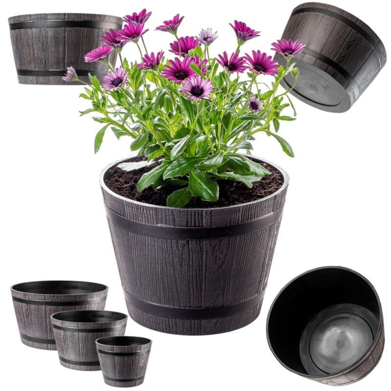 KADAX Zestaw 3x Doniczka Donica Osłonka Kwietnik Ogrodowa 23+30+40cm Brąz