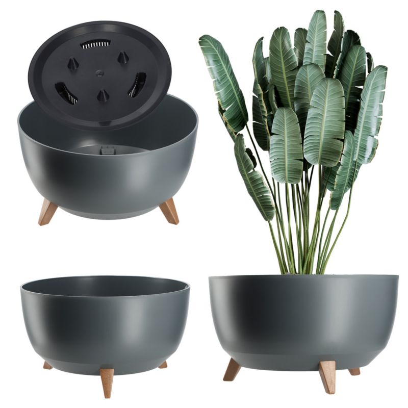 Doniczka KADAX Donica Na Kwiaty 47 cm Osłonka + Wkład Nóżki Kwietnik Antracyt 1 szt.