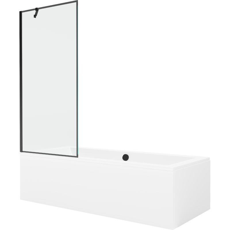 Wanna prostokątna Mexen Cube 180 x 80 cm z obudową i parawanem 1-skrzydłowym 80 cm czarny wzór 550518080X9508007070 1 szt.