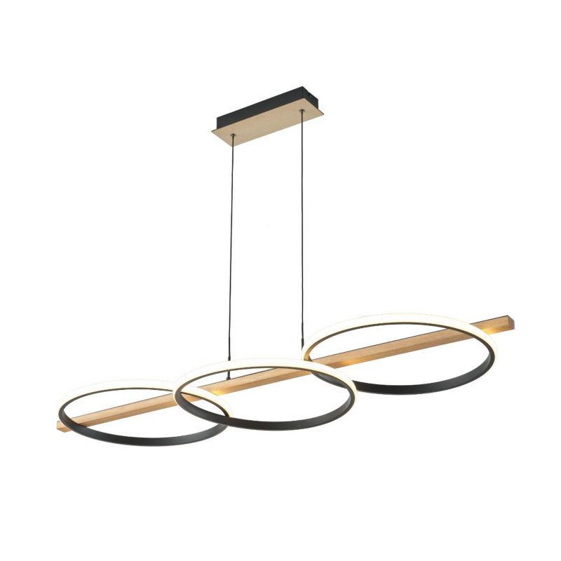 Lampa wisząca Zuma Line Almeria 9034 czarna-naturalne drewno nowoczesna wbudowany LED 35W 1 szt.