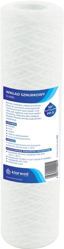 Wkład sznurkowy Klarwod do filtra 10 PP 5 mikronów
