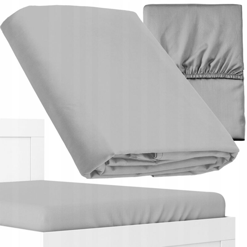 Prześcieradło z gumką Detexpol 220x200cm satynowe mikrofibra jasnoszare 1 szt.