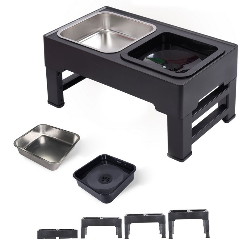 Zestaw 2 misek z regulacją wysokości JUMI pies kot stal nierdzewna na stojaku 1 szt.