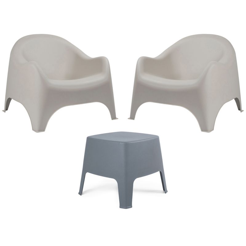 Zestaw mebli ogrodowych taras balkon 2 fotele Dumbo beżowe + 1 stolik kawowy Milane szary 1 kpl