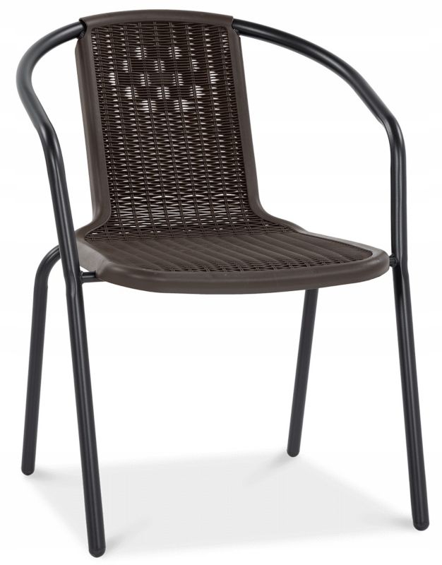 Krzesło Ogrodowe Focus Garden Wygodne Lekkie na Taras do Stołu Simple Czarne Brązowe 1 szt