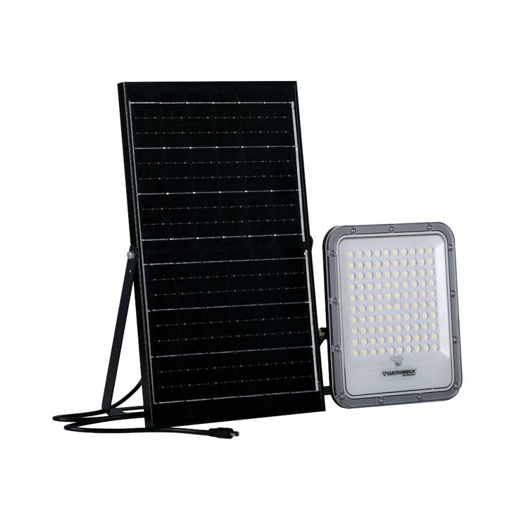 Naświetlacz LED Germina 100W solarny lampa zewnętrzna IP65 + pilot 1kpl.