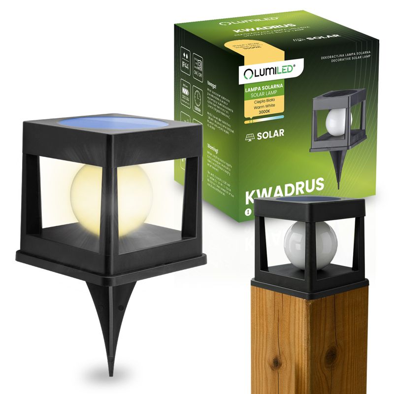 Lampa Solarna Lumiled Ogrodowa LED Wbijana Zewnętrzna na Słupek Ogrodzenie Balustradę Taras 3000K 1 szt.