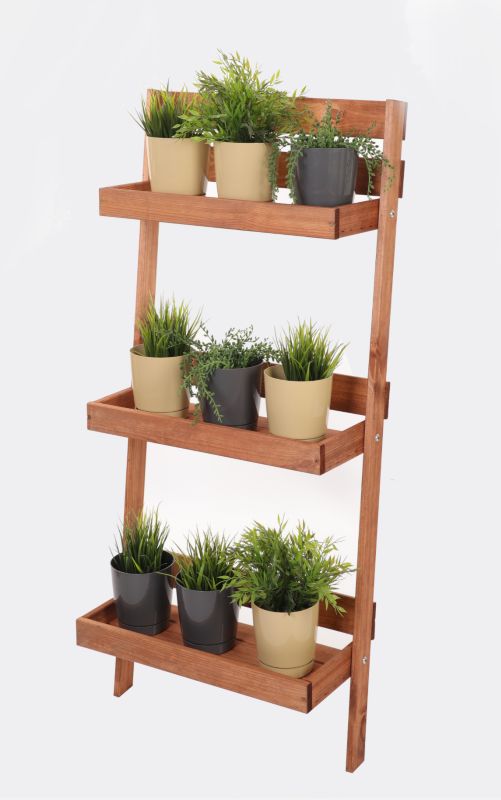 Kwietnik drewniany MODO24 3-poziomowy opierany o ścianę 115x37x23 cm impregnowany brązowy eko 1 szt.