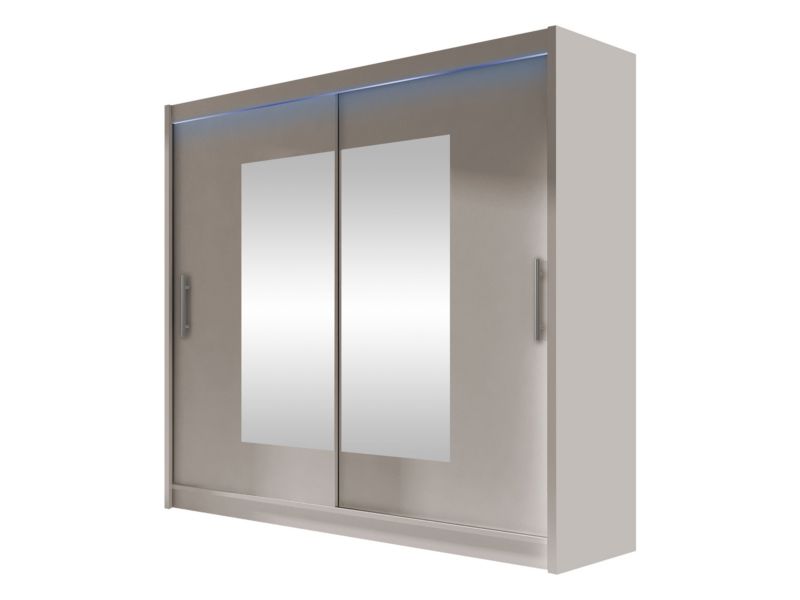 Szafa MIRJAN 24 z drzwiami przesuwnymi London VII z oświetleniem RGB kaszmir/lustro 1 szt.