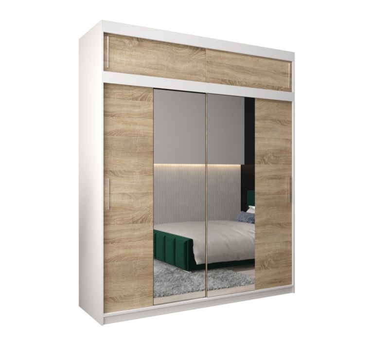 Szafa przesuwna Garderoba Abiks Tokyo 1 200 biały + sonoma z nadstawką 1 szt.