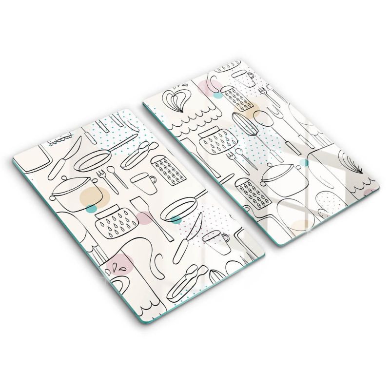 Szklana deska do krojenia Wallfluent 30x52 cm Kolor biały 2 szt.