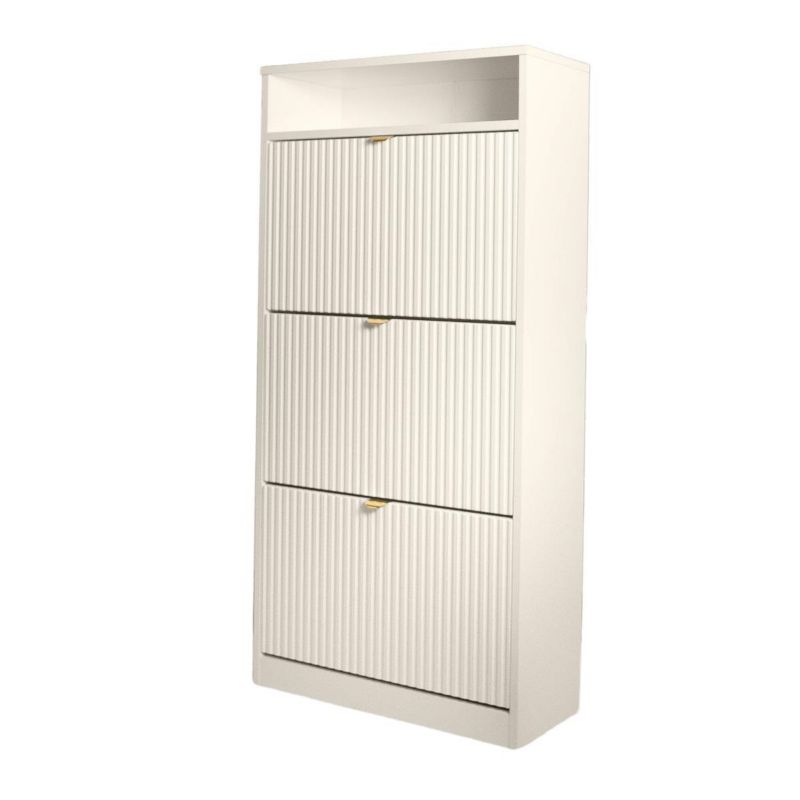 Szafka na buty Bettso Mia trzydrzwiowa ryflowana ze złotym uchwytem kaszmir 1szt.