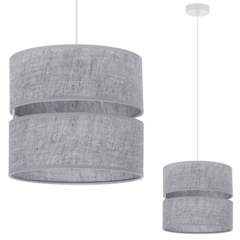 Lampa sufitowa wisząca Light Home LH Len Duo 1x E27 60W klosz 20cm biały/szary 1szt.